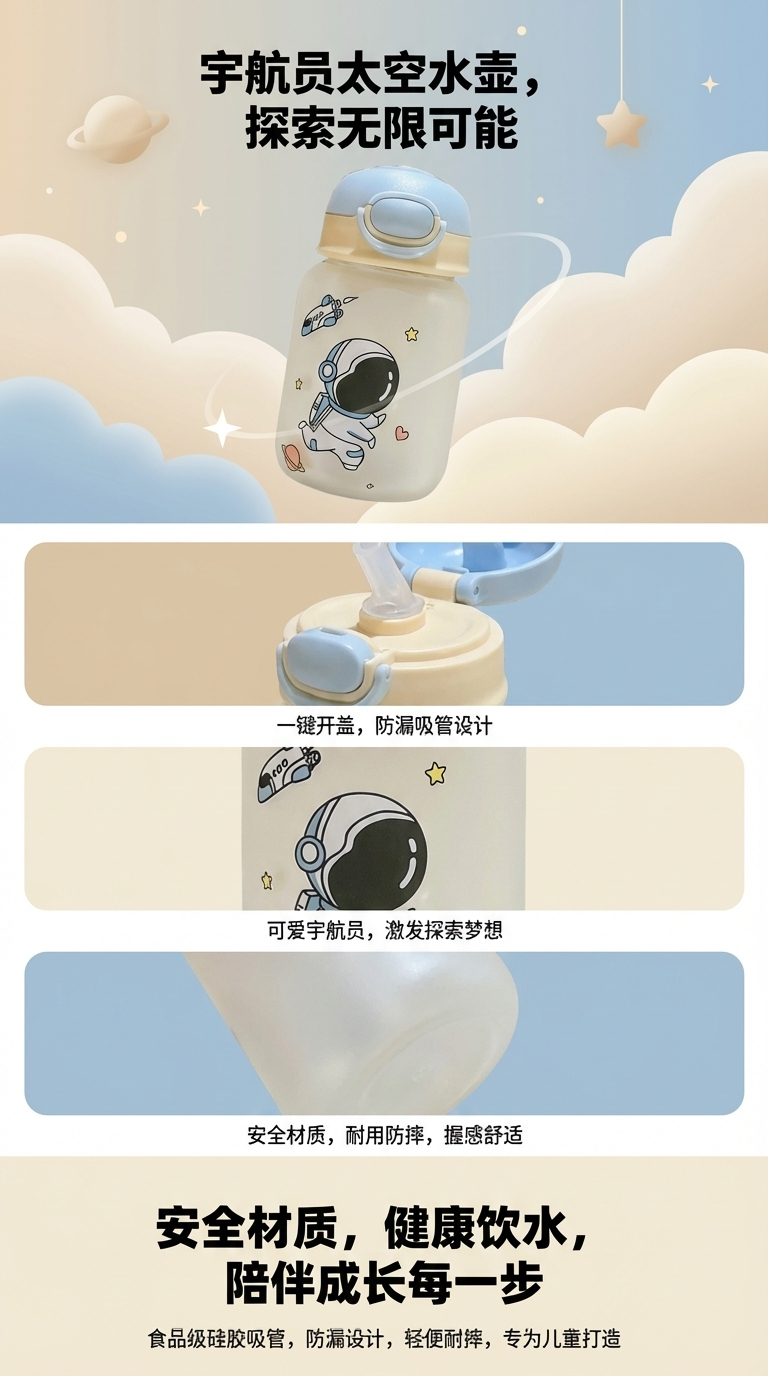可爱吸管杯胖墩大肚网红萌系卡通随手杯便携耐热弹盖塑料杯详情1