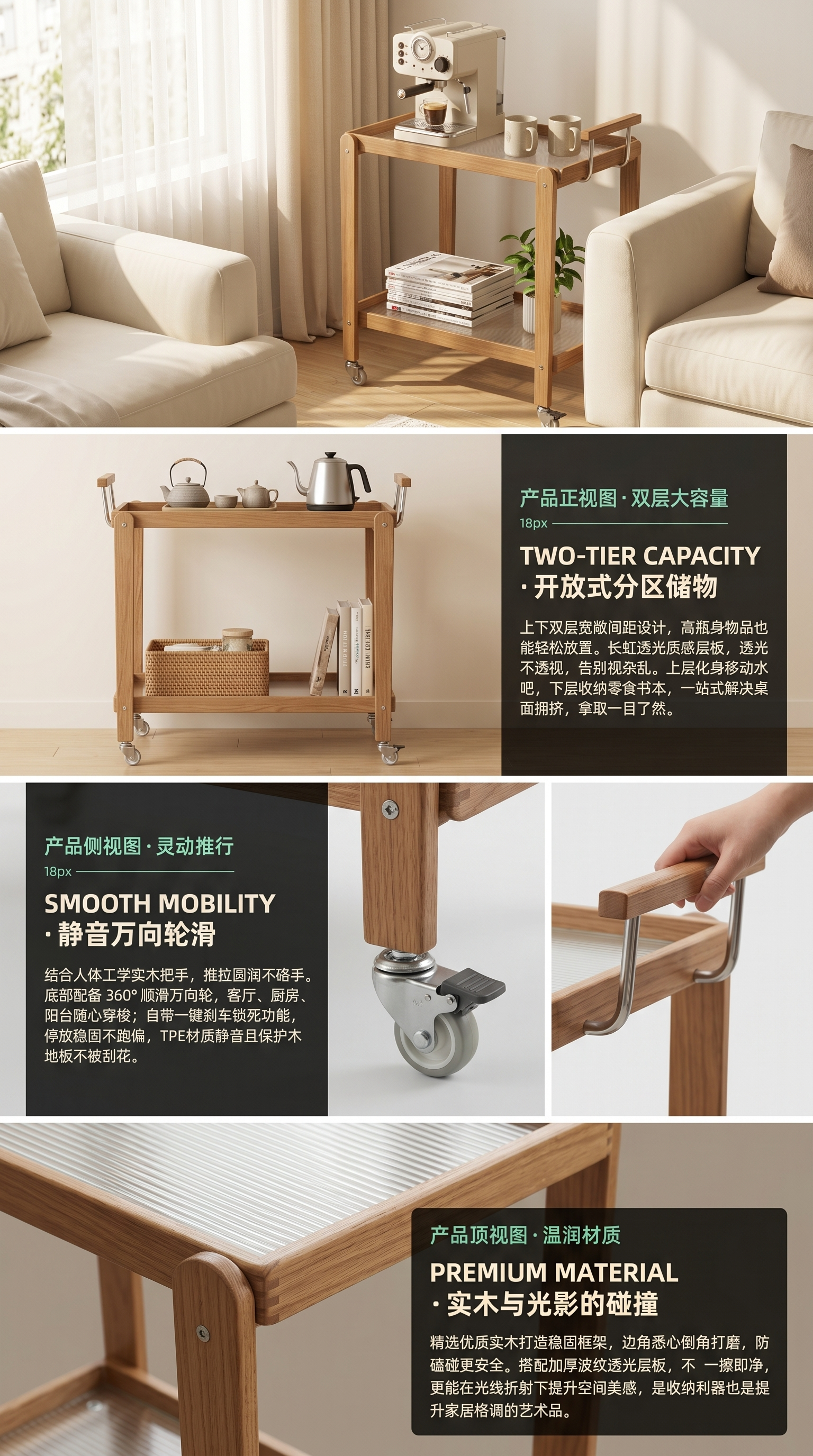 木质推车儿童玩具收纳箱多功能可折叠带轮子143358247详情2