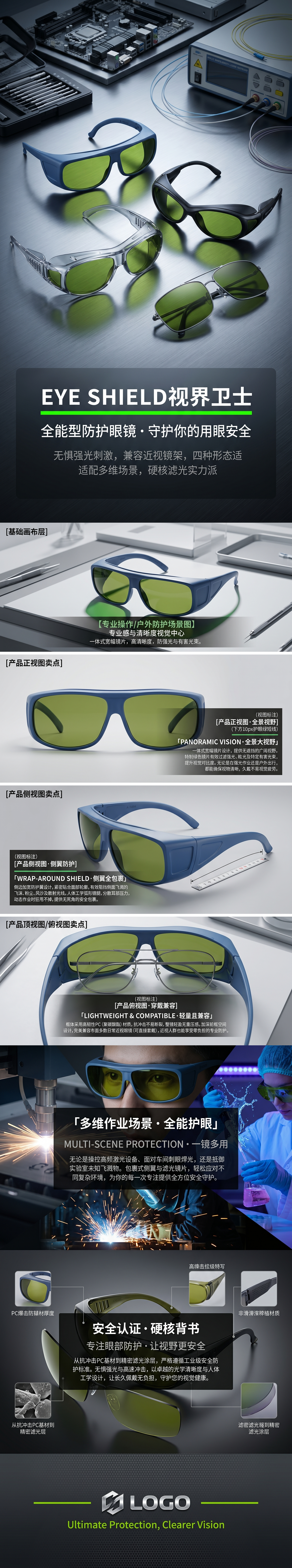 Protective glasses, anti-fog and anti-scratch goggles, work safety glasses, adjustable nose pads pic 1