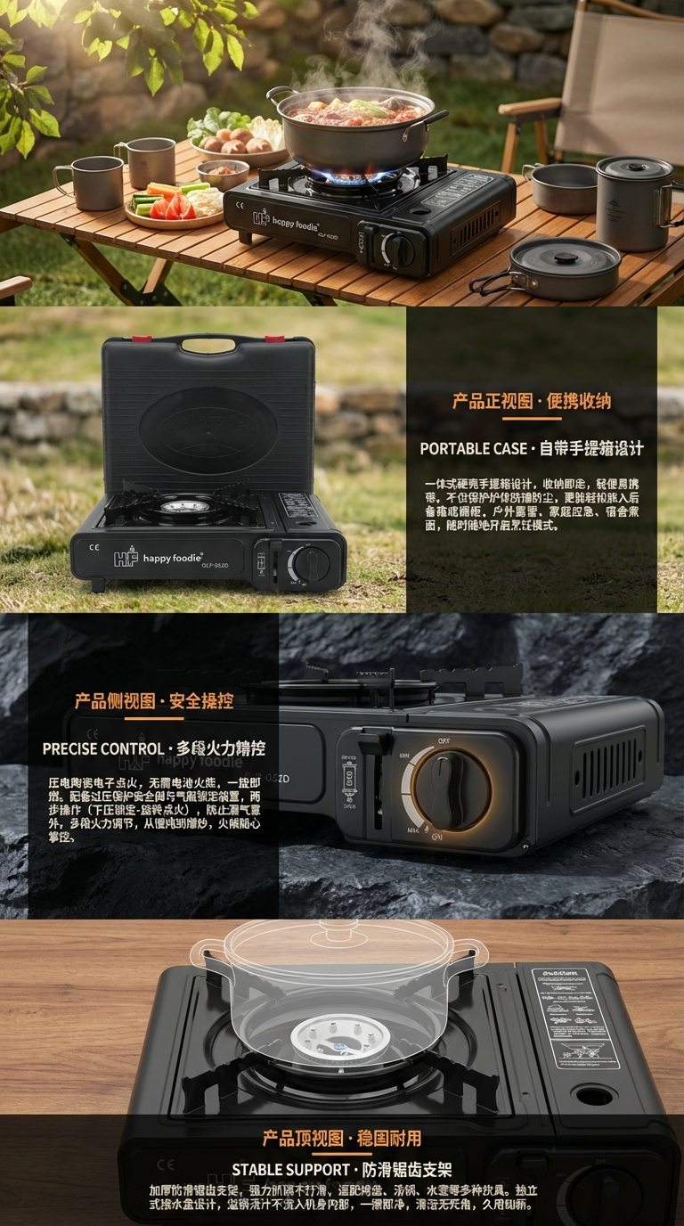 Happy Foodie QLF-022D卡式炉热销爆款便携式双用卡式炉野营炉 源头工厂                详情2