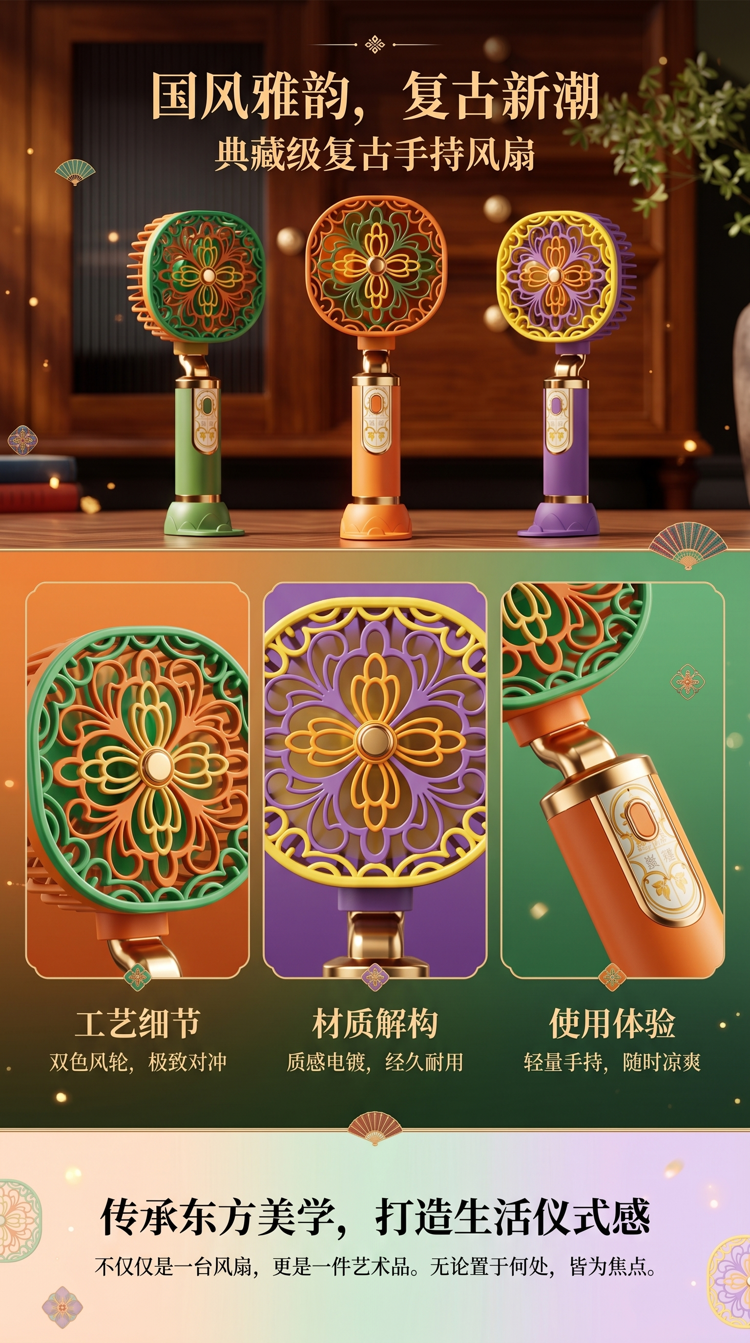 复古手持风扇便携式清凉神器夏日降温神器便携式风扇详情1