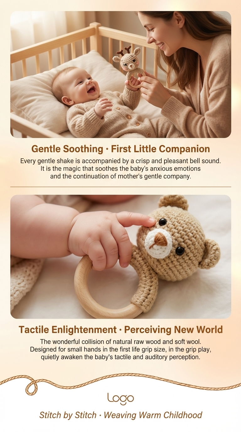 摇铃婴儿安抚玩具毛线钩织手工制作新生儿礼物手摇铃详情3
