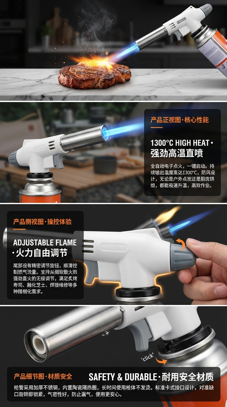 920卡式气罐喷火 枪喷灯烧猪毛点火器烘焙燃气焊枪火焰烧源头工厂详情2