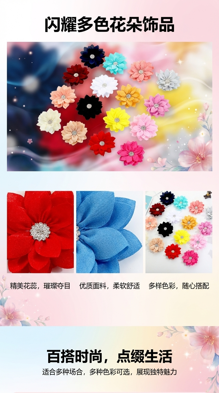 Versión coreana tela chiffon flores super belleza flores hechas a mano han fan accesorios para el pelo tocado material venta al por mayor DIY accesorios pic 1
