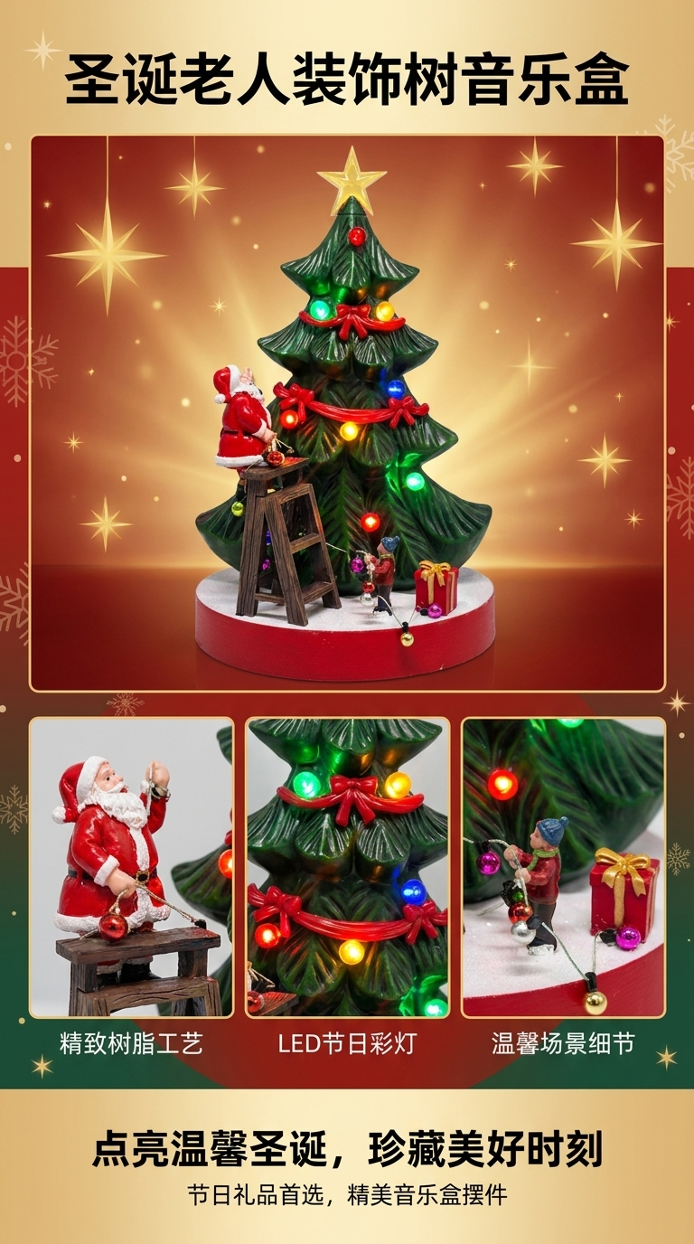 圣诞装饰摆件电动创意礼品圣诞树圣诞老人氛围详情1