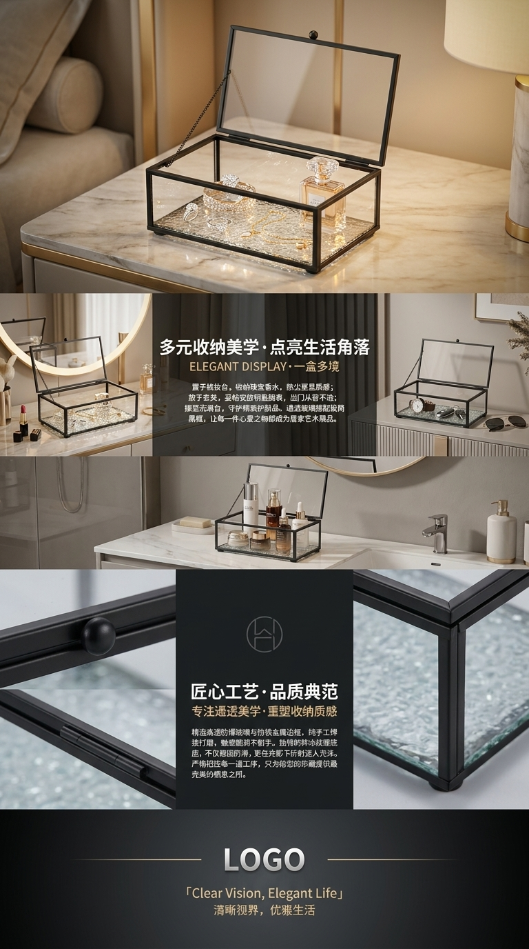 玻璃展示盒 透明收纳盒 精美礼品盒 时尚家居收纳盒110902276详情3