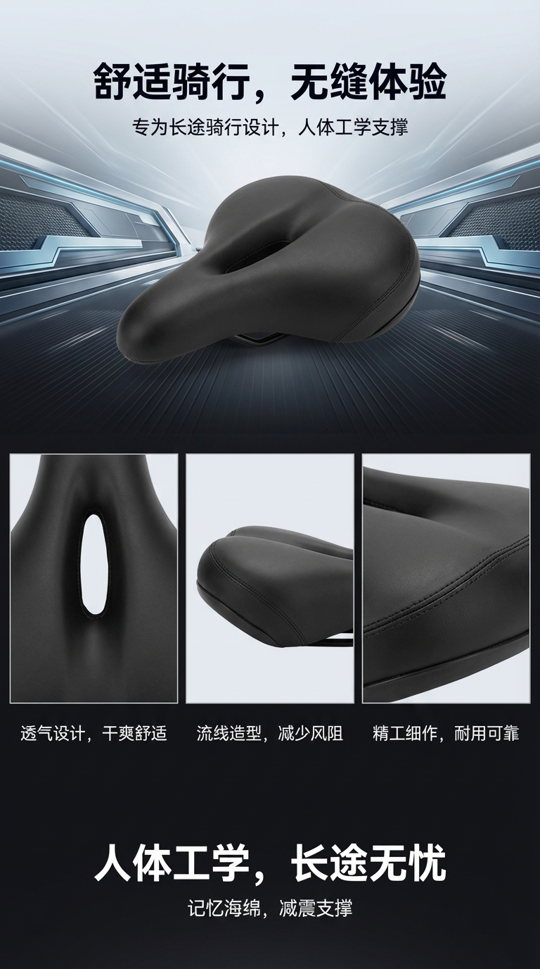 黑色自行车坐垫L1自信车车座912ST黑色鞍座912ST鞍座详情1