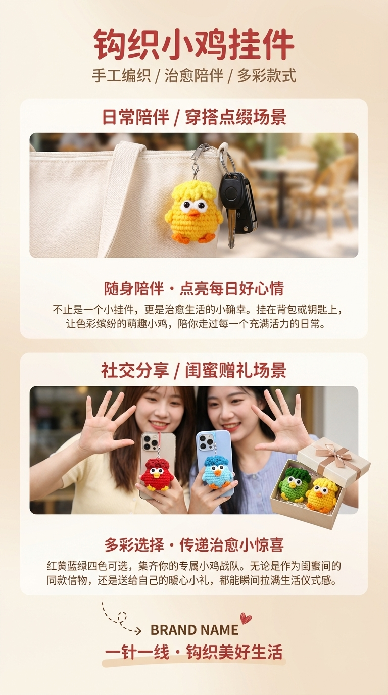 手工编织小丑菜鸡毛绒玩偶挂件包包配件钥匙扣毛线钩织公仔搞怪详情3