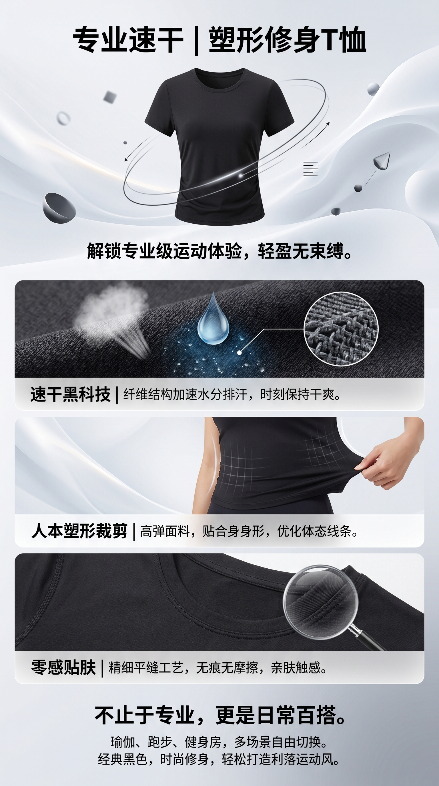 短袖纯棉T恤女款透气舒适经典百搭修身版型102456354详情1