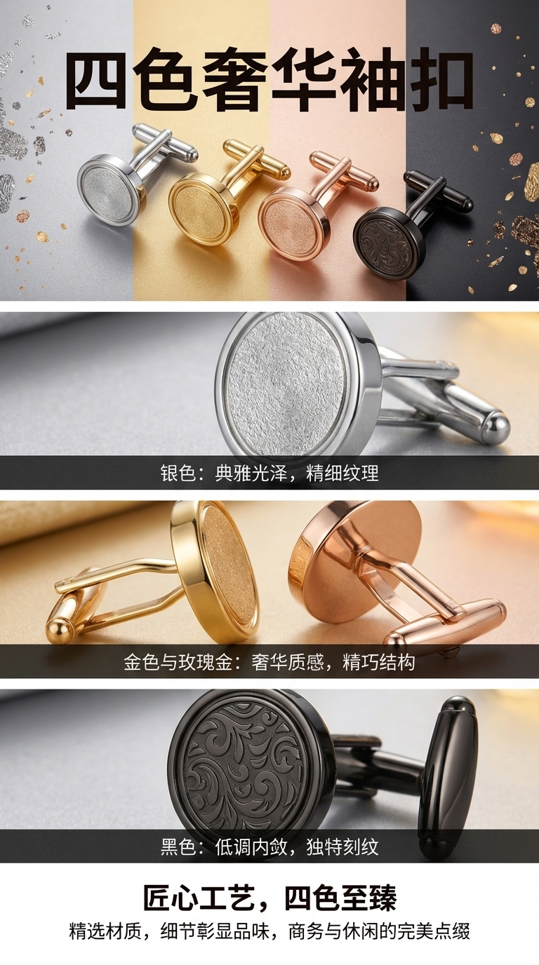 彩色织物袖扣加袖扣 织带服装装饰男式商务袖扣094952725详情1