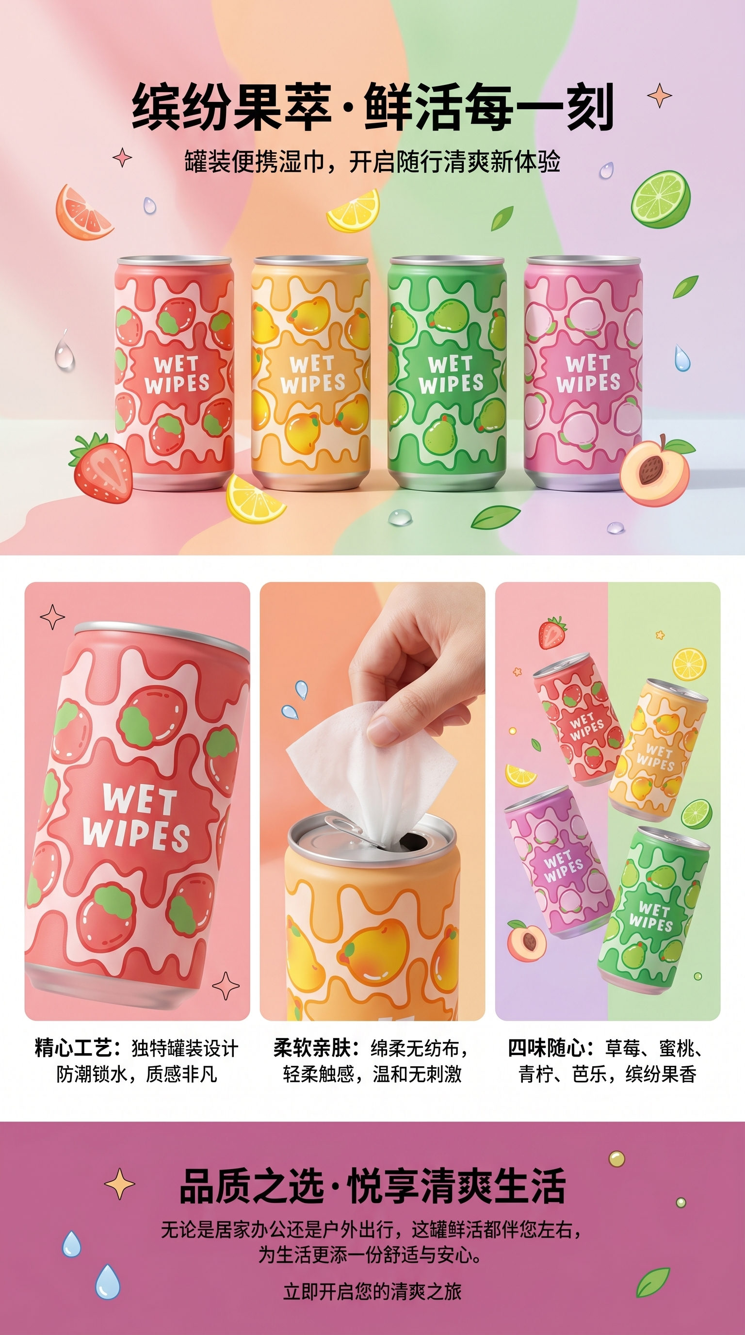 H081可乐罐湿巾 便携去油详情1