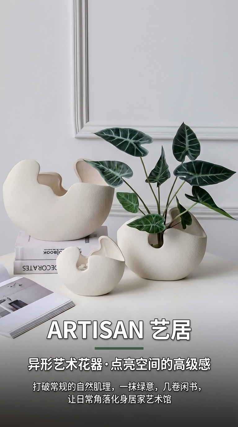 创意北欧风ins陶瓷蛋壳花瓶摆件客厅干花插花套装餐桌家居装饰品陶瓷花瓶陶瓷装饰工艺品详情1
