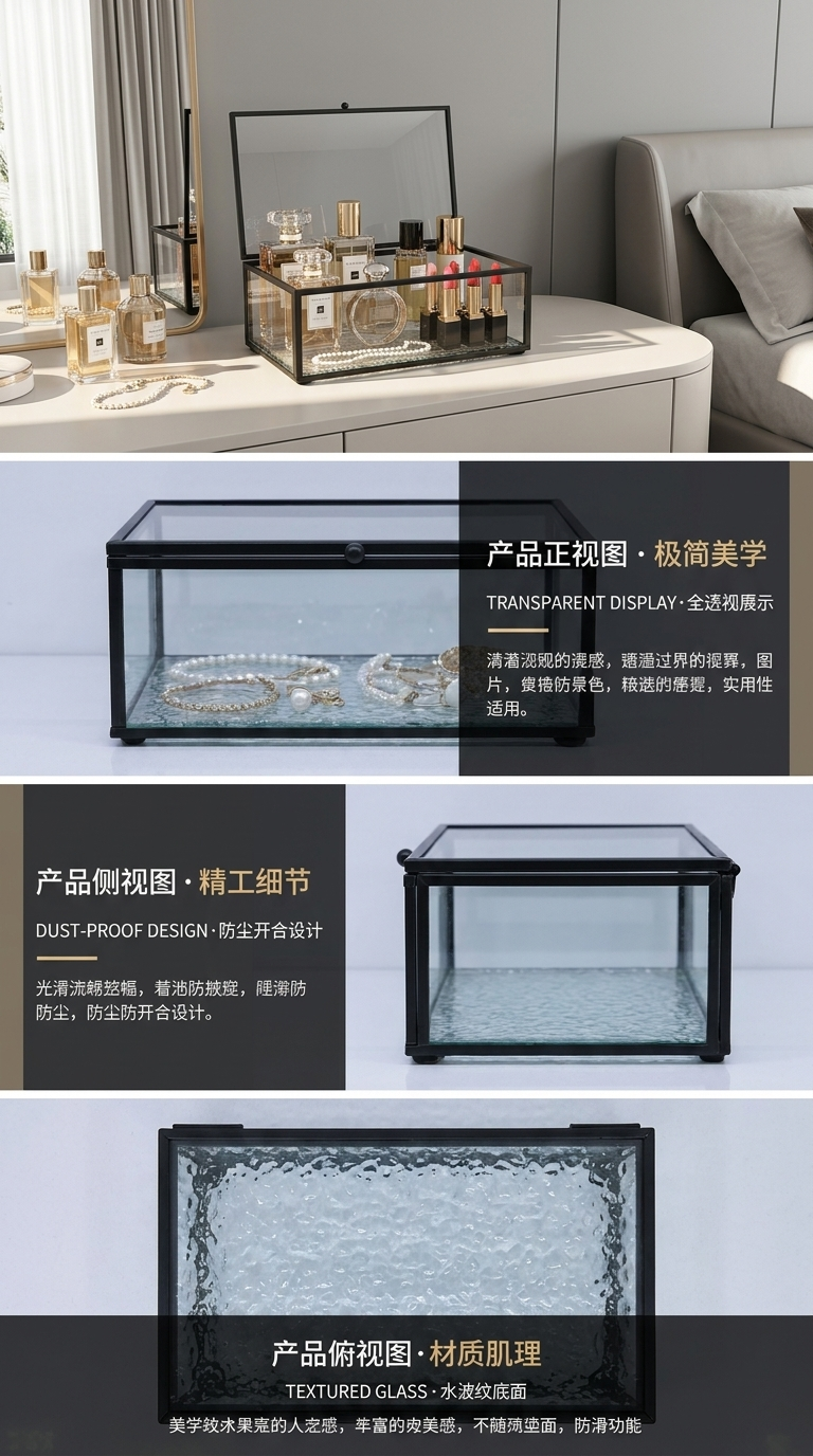 玻璃展示盒 透明收纳盒 精美礼品盒 时尚家居收纳盒110902276详情2