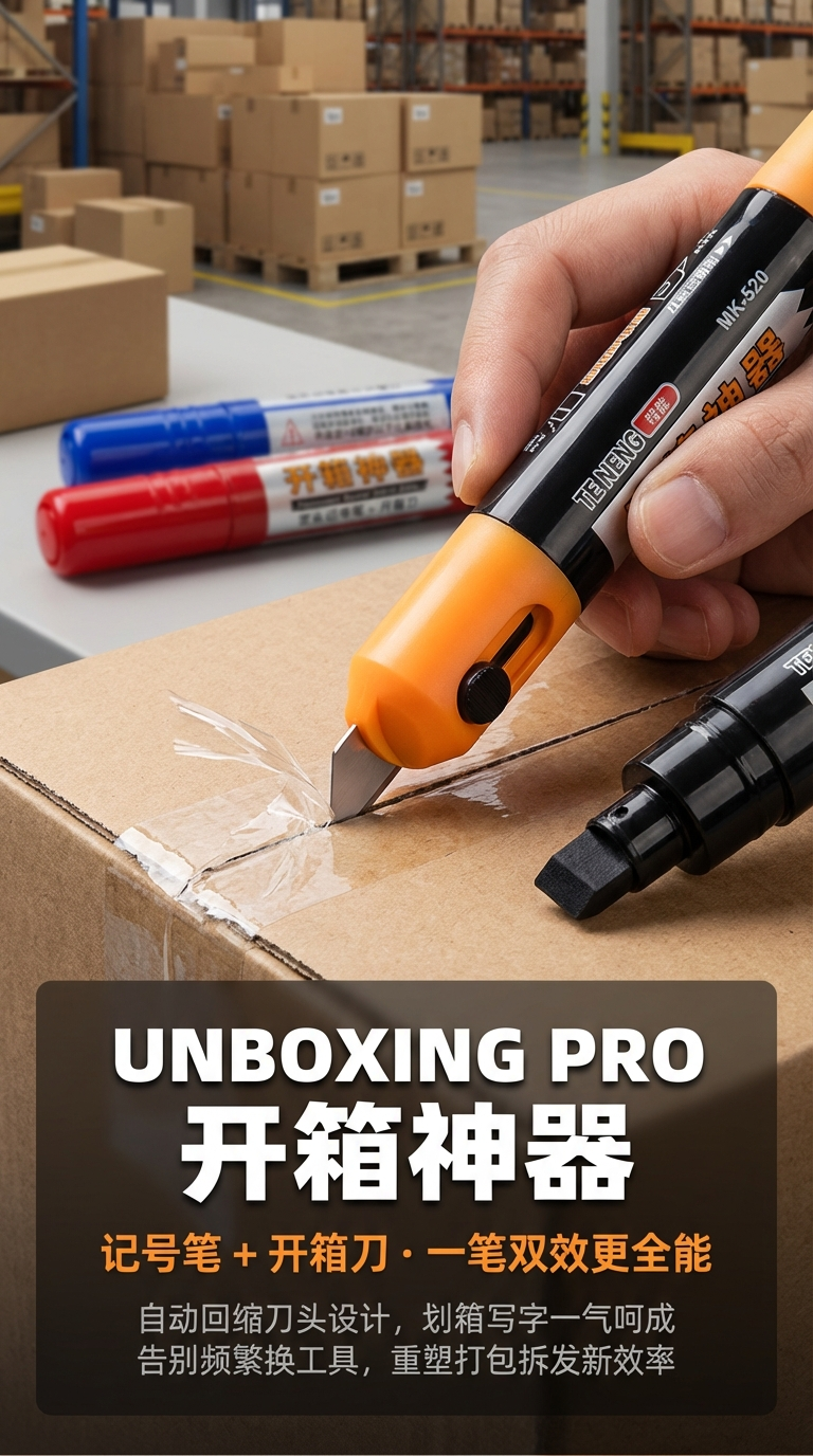 双头工具笔油性记号笔开箱刀平头纸箱编织袋书写详情1