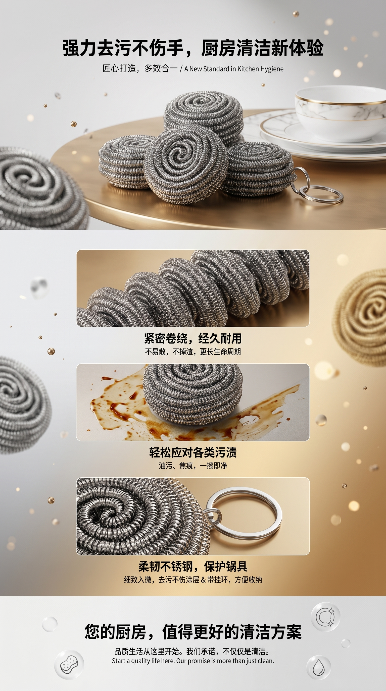 三合一杯刷不锈钢丝球硬毛刷厨房清洁工具清洁用具详情1