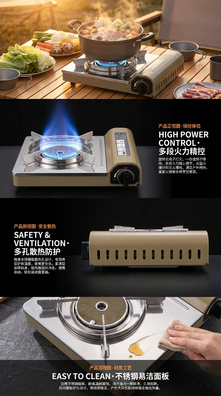 Happy Foodie TK-330B户外露营一体式便携可折叠野餐野营炊炉详情2