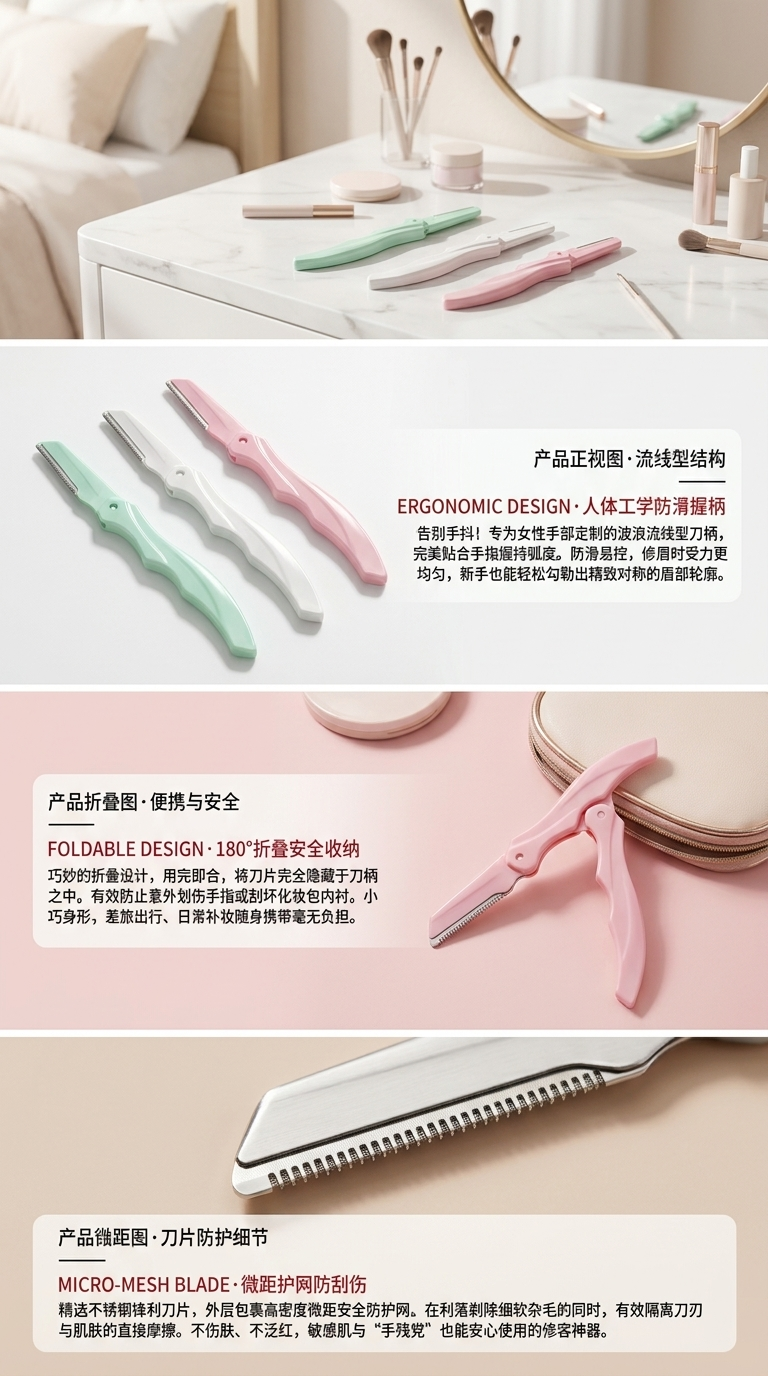 Beauty tools, eyebrow knife, eyebrow shaping knife, fine eyebrow clipper, eyebrow shaping tools, professional eyebrow knife. 131406387 pic 2