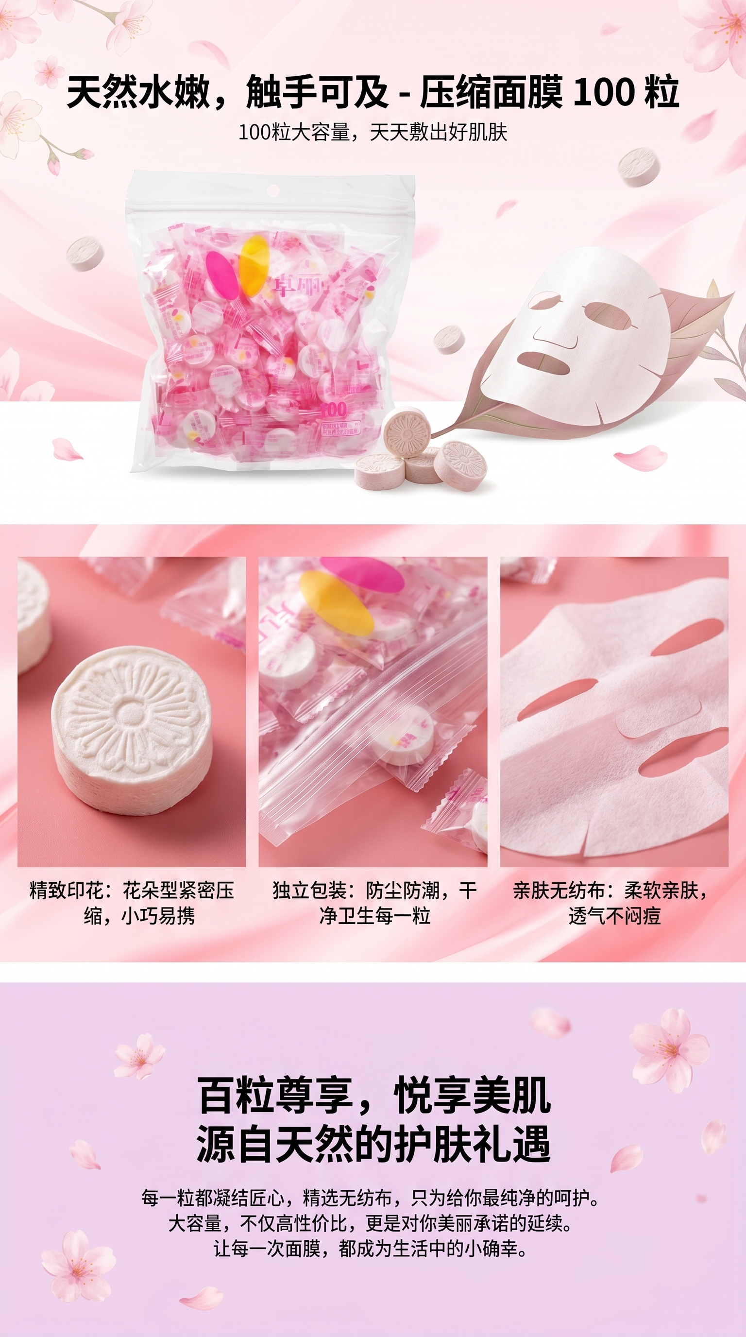 粉色糖果袋装100颗便携糖果袋粉色糖果零食详情1