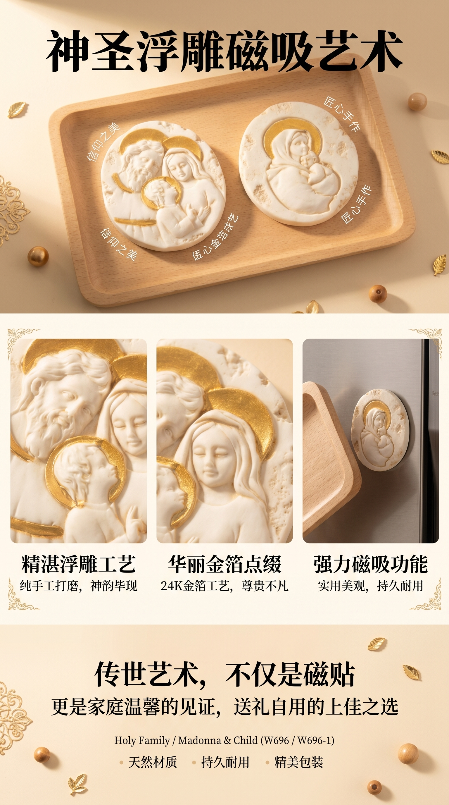 圣母子磁贴圣家艺术磁贴宗教装饰吸铁石墙面贴详情1