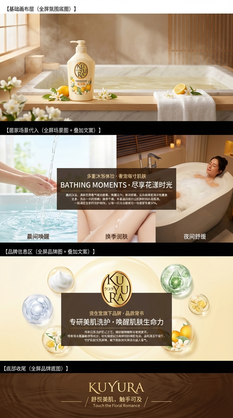 可悠然美肌沐浴露（花漾之恋）550ml 橘沐浴露详情3