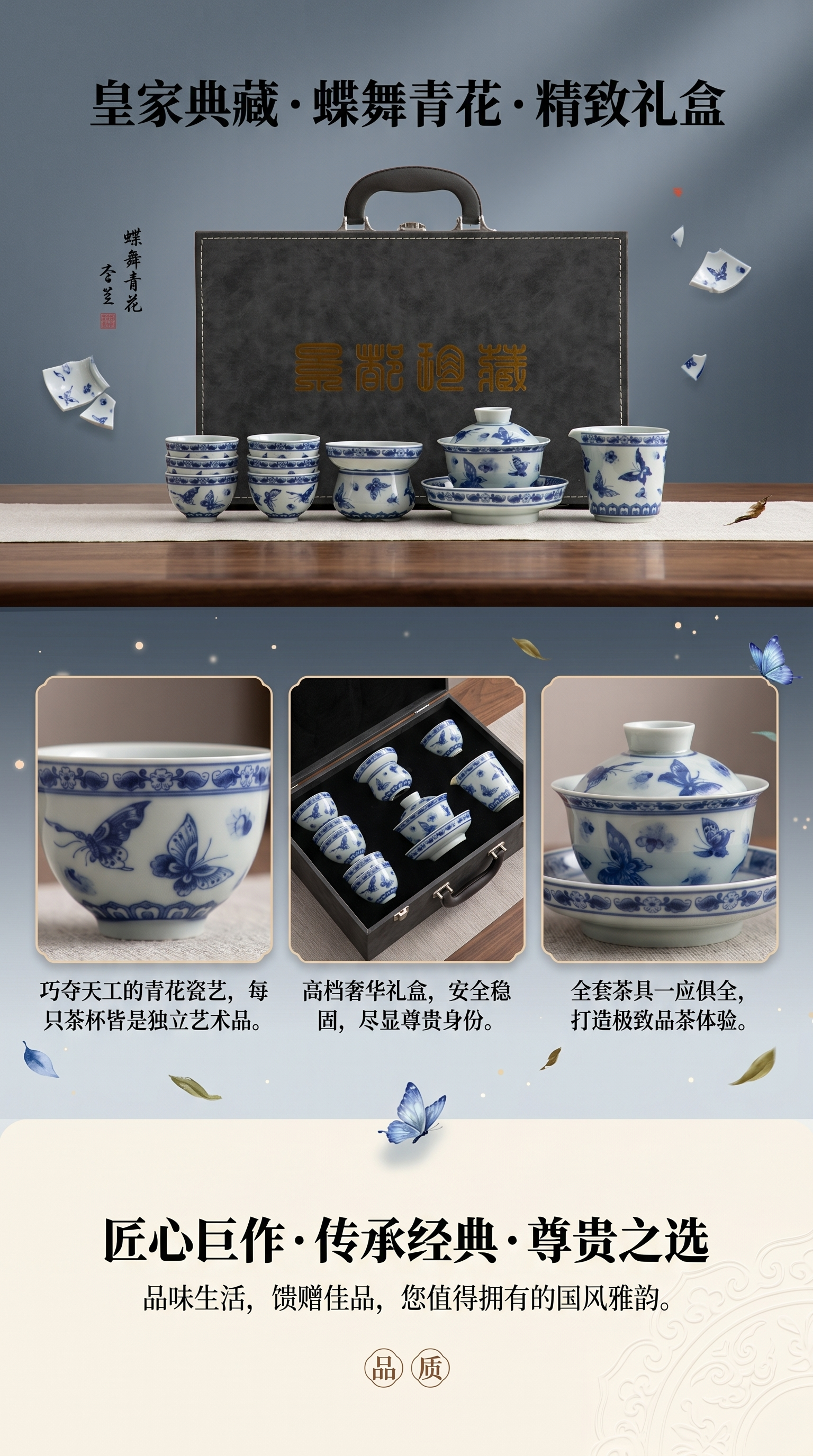 青花瓷茶具套装 茶具 陶瓷功夫茶具礼盒装详情1