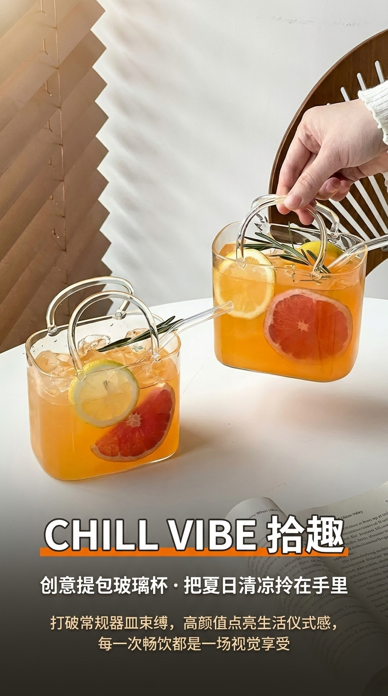 玻璃手提杯饮品便携装 时尚简约咖啡杯水杯家用150855000水杯杯子奶茶杯详情1