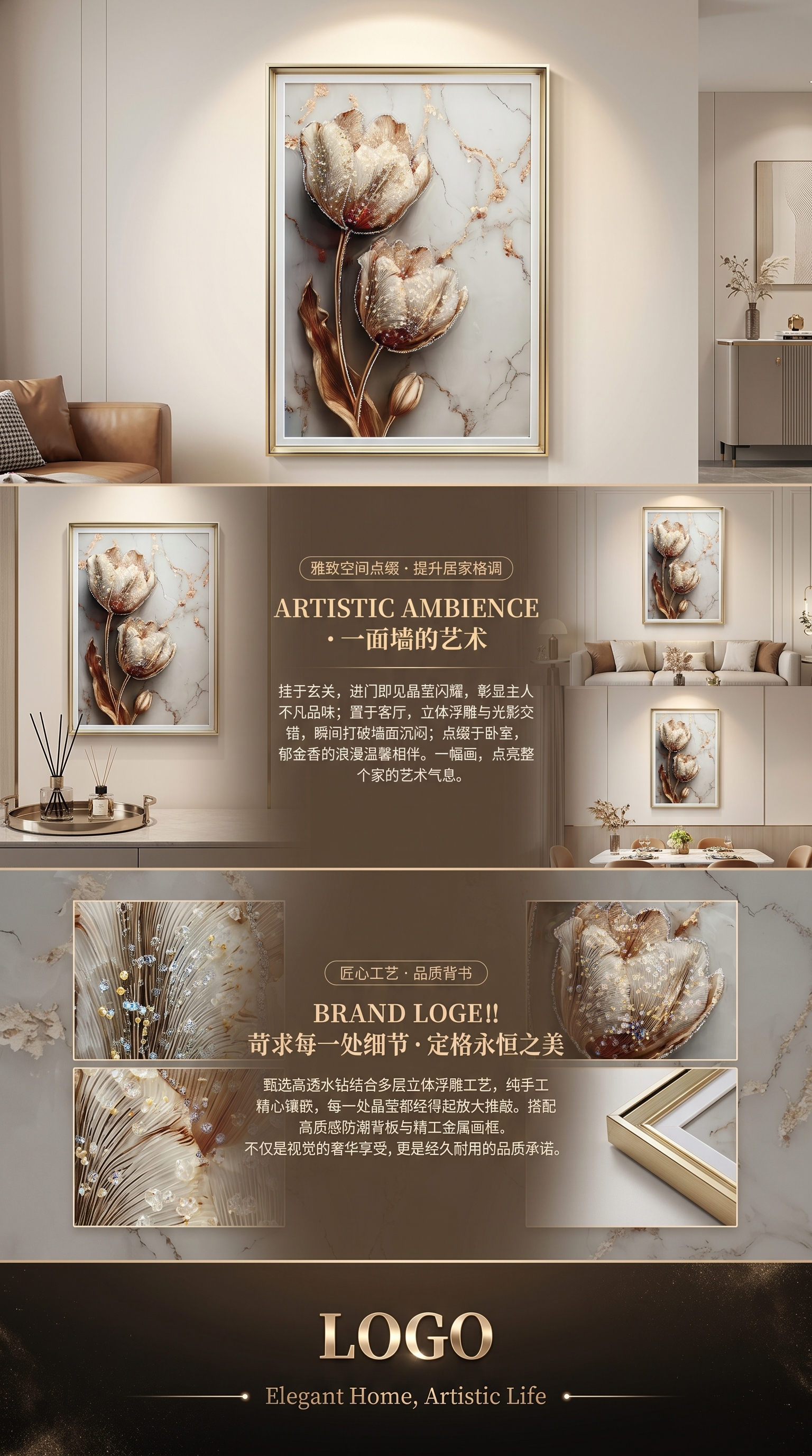 郁金香装饰画客厅卧室简约北欧风挂画艺术墙饰详情3
