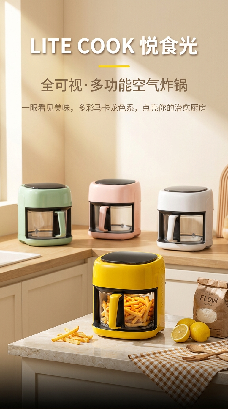 家用可视多功能大容量空气炸锅全自动智能薯条机无烟电炸锅详情1