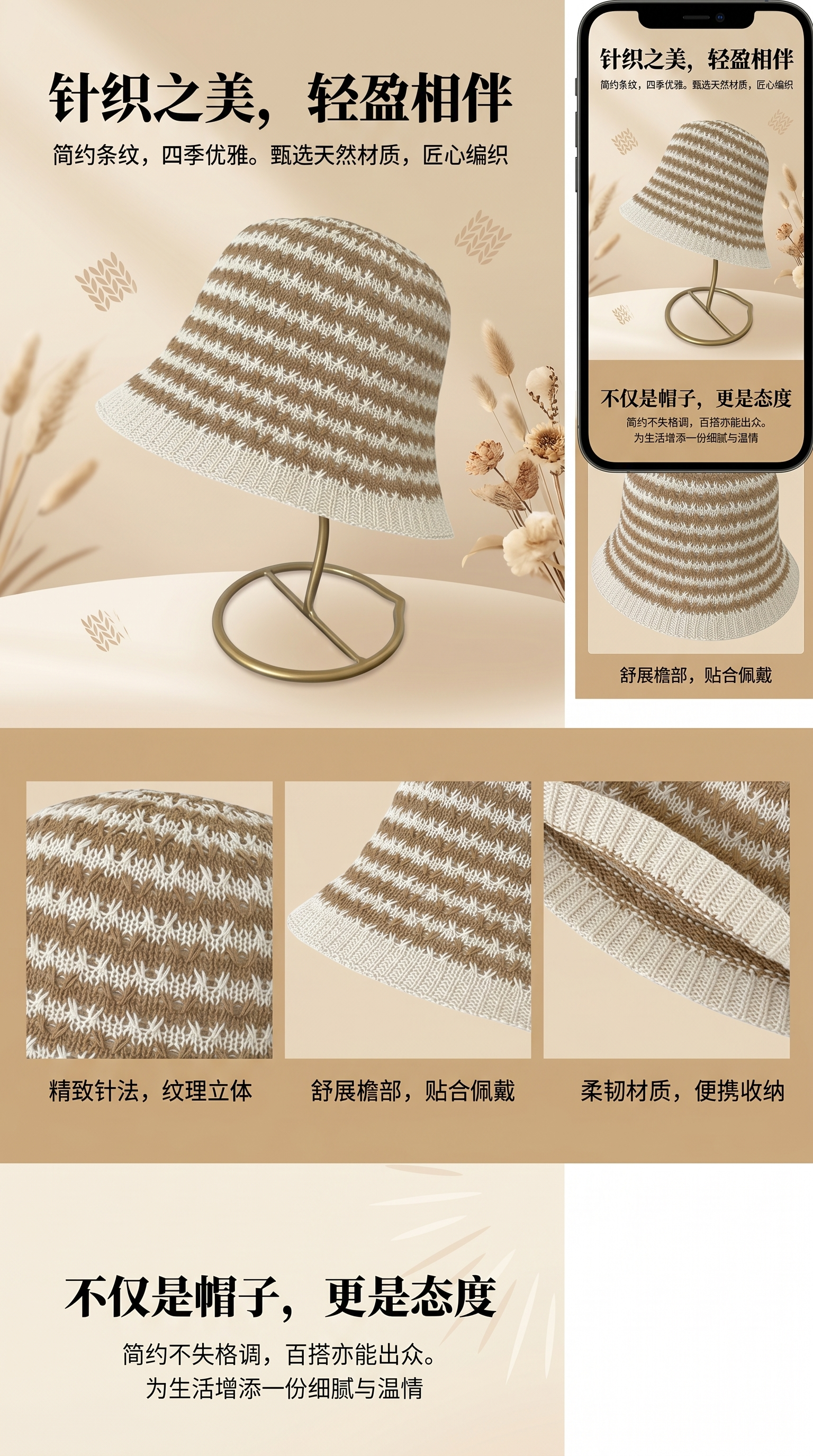 ins Japanese-style knitted bucket hat with a split back that makes the face look smaller for women. Summer hollowed-out breathable bow fisherman hat for sun protection pic 1