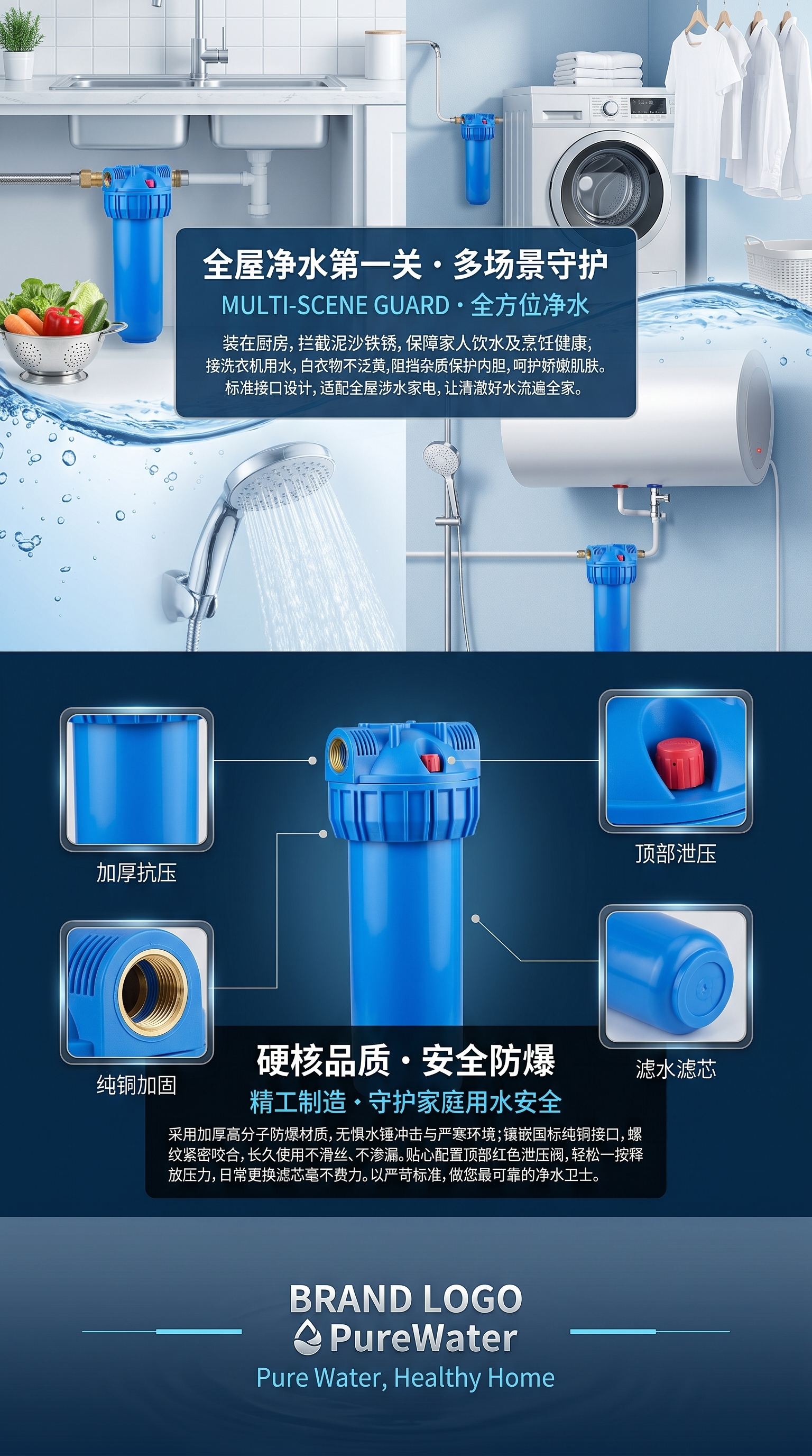蓝色净水器家用过滤器家庭直饮机净水利源142451940详情3
