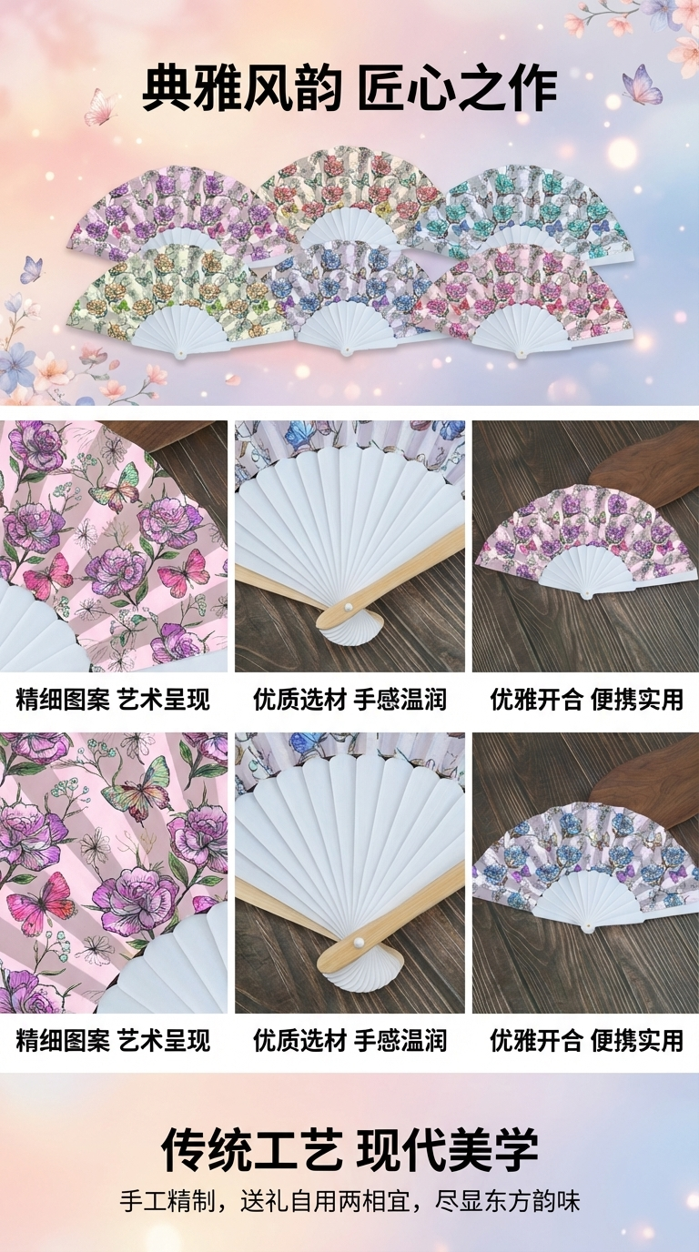 折叠扇子礼盒中国风扇子女夏季工艺扇日用百货工艺品详情1