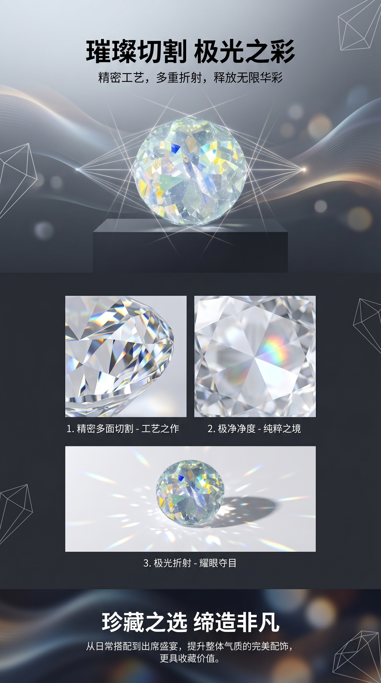 Transparent gemstone and diamond inlaid jewelry, a dazzling and transparent fashionable accessory pic 1