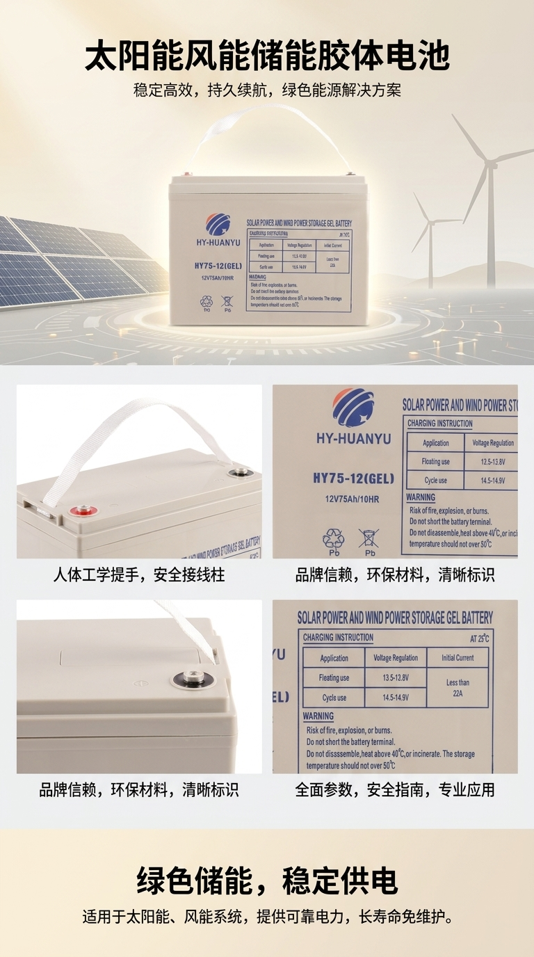 太阳能胶体电池深循环蓄电池UPS BATTERY12V75AH GEL详情1