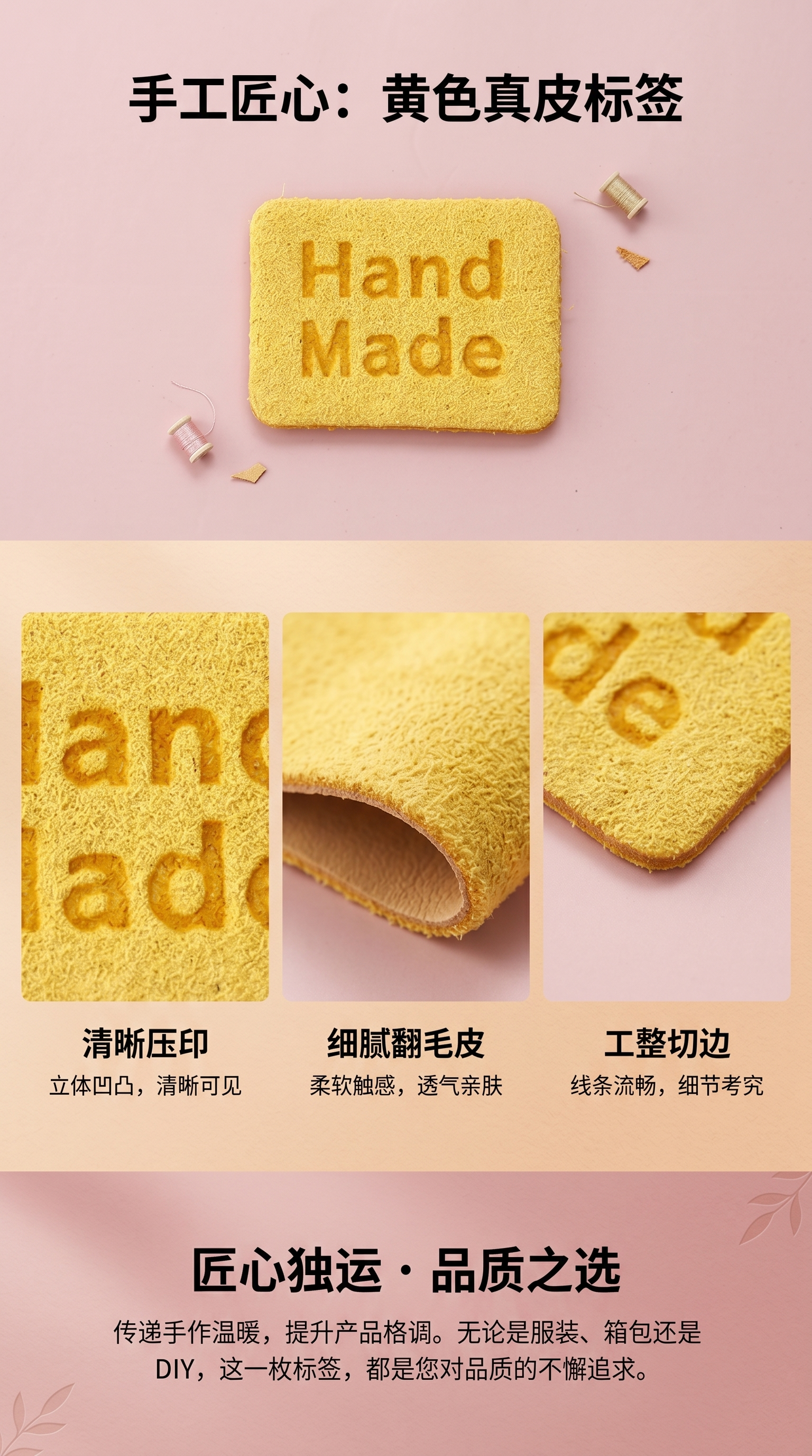 英文服饰贴标饰品帽子围巾皮标商标布贴配件超纤标详情1