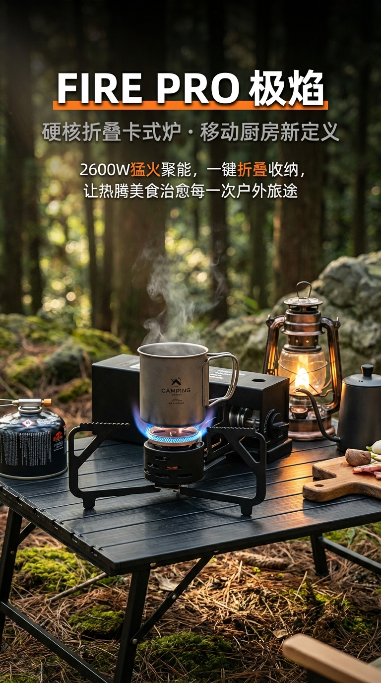 Portable folding gas stove for outdoor camping, mini portable gas stove for camping, all-copper burner cap, original factory pic 1
