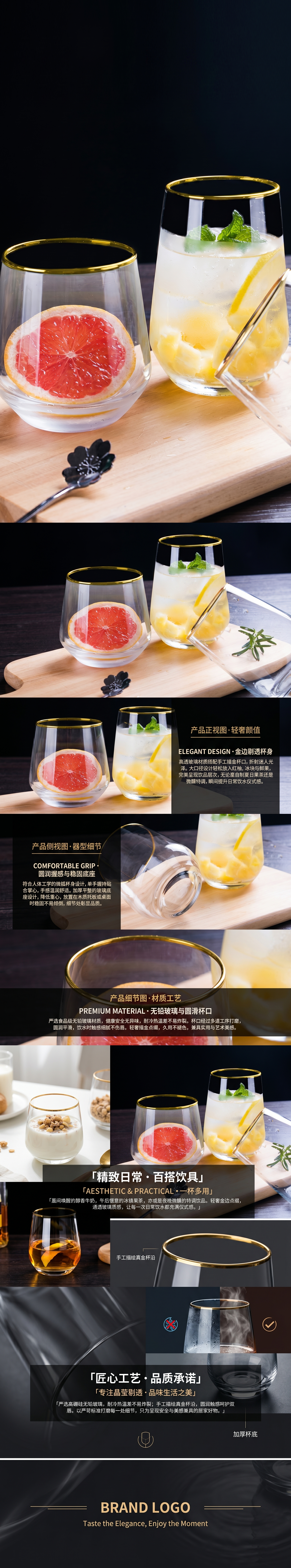玻璃杯饮品专用高硼硅耐热透明水杯家用办公便携详情1