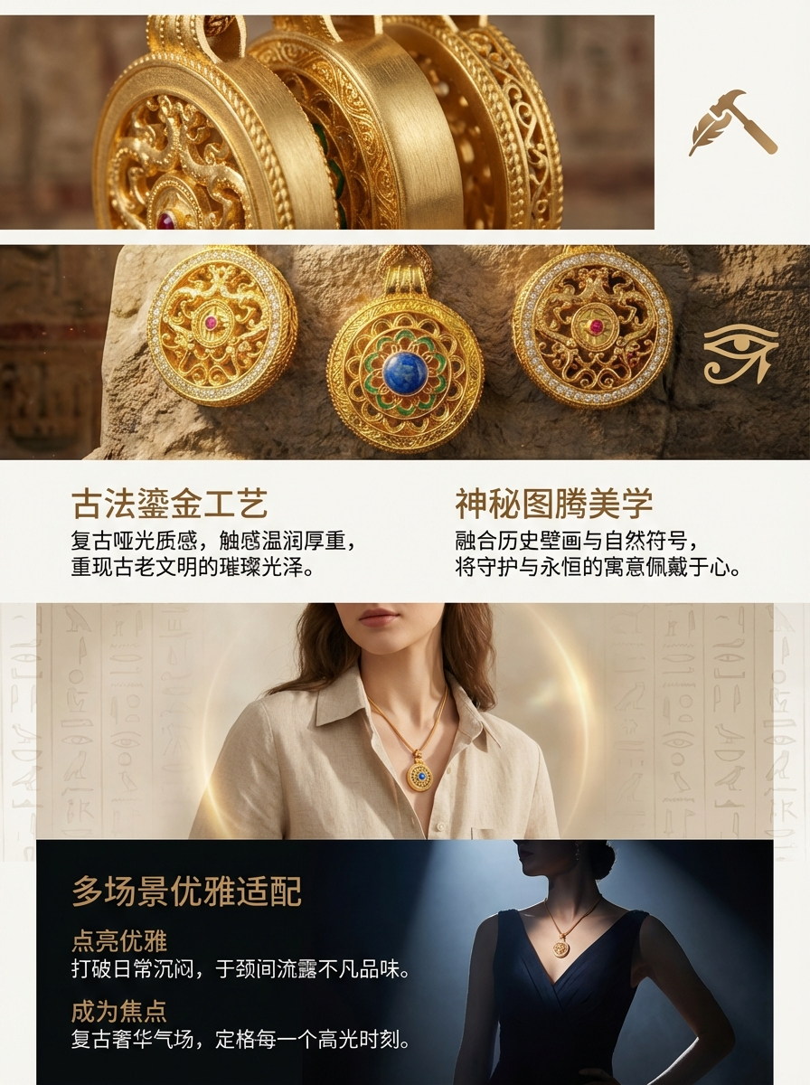 Gold gold-encrusted silver moissanite inlaid pendant, hand-carved and hollowed-out dragon pattern Thangka jewelry, silver accessory for women pic 3