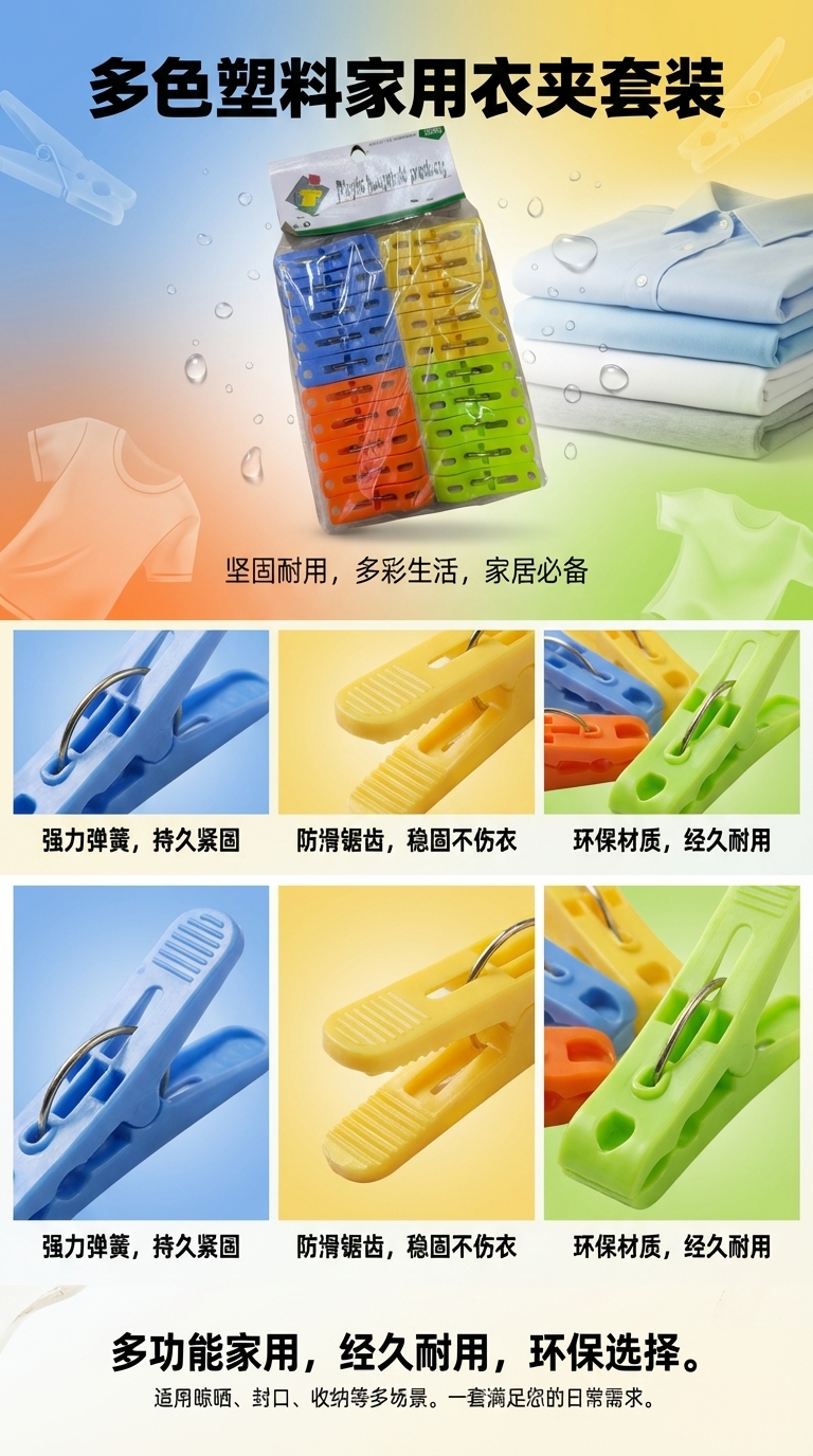 Colorful plastic clips, storage clips, clothes clips, pants clips, shirt packaging clips, wooden clips, inflatable half-body model men's quilt-drying clips pic 1