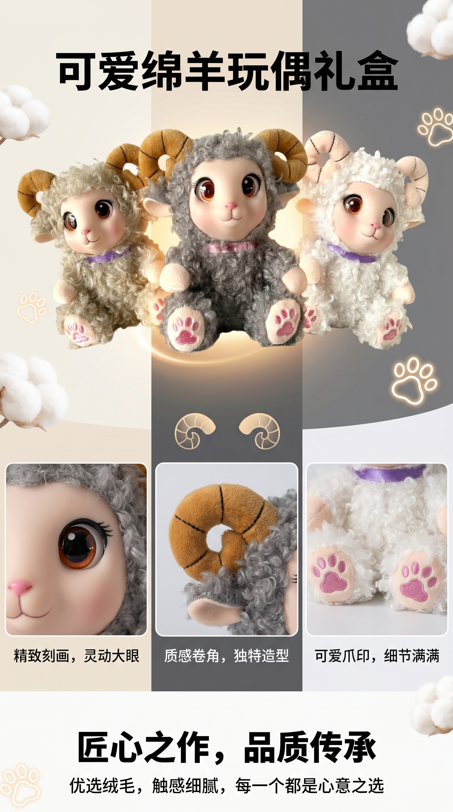 Little sheep dolls, plush toys, bells, little sheep dolls, children's sheep balls, soothing dolls, cross-border pic 1