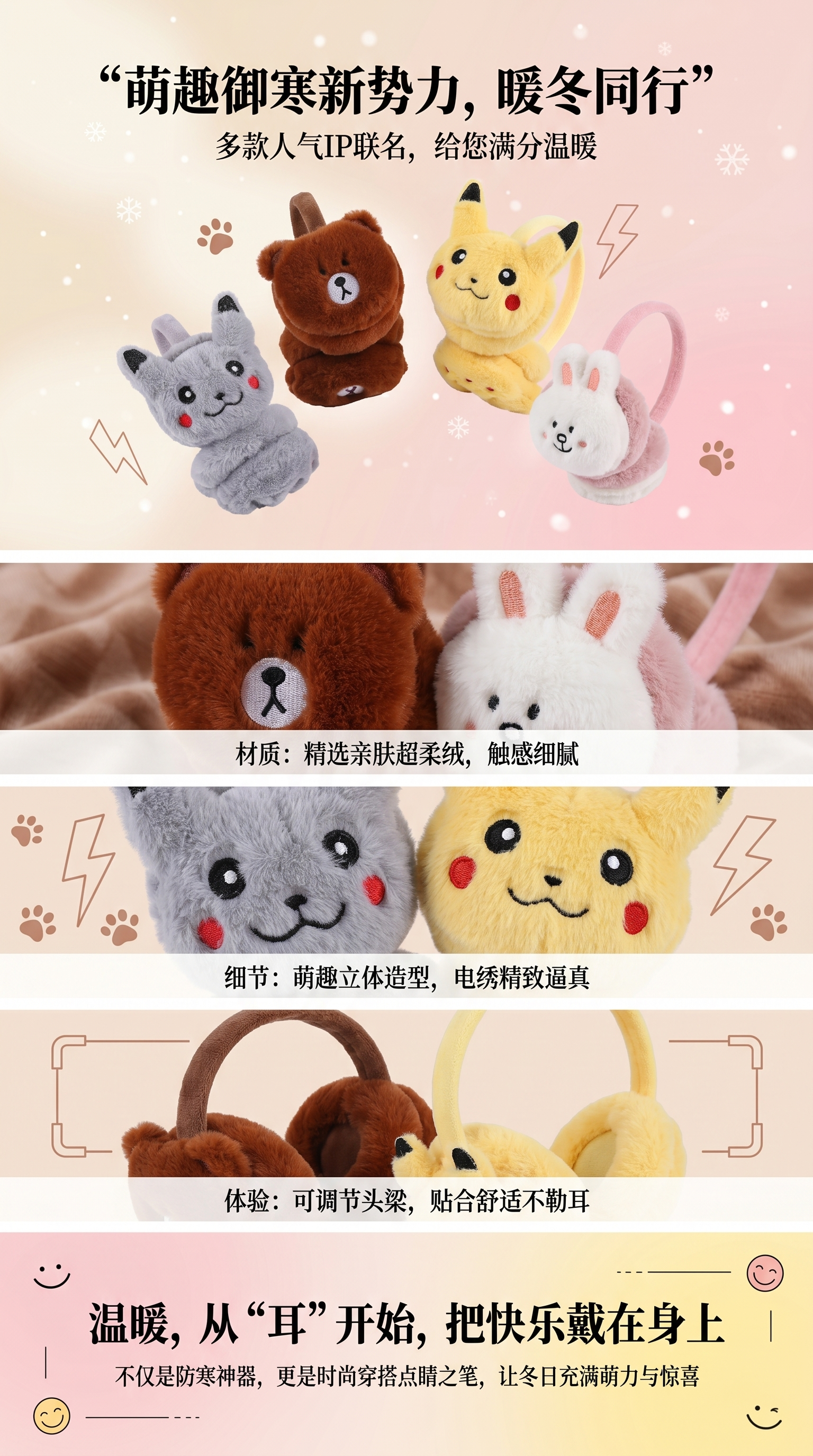 Plush toy ear muffs are warm and cute. Plush ear muffs are winter cold-proof ear muffs pic 1