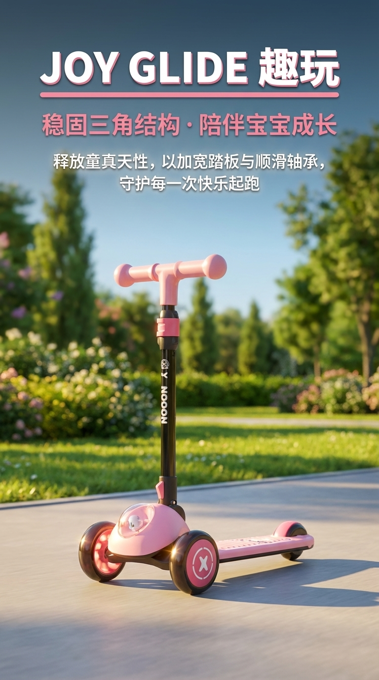 粉色儿童滑板车幼儿园玩具礼物自主设计厂家直销二合一儿童滑板车三合一可坐可骑1-3-6-11岁国货详情1