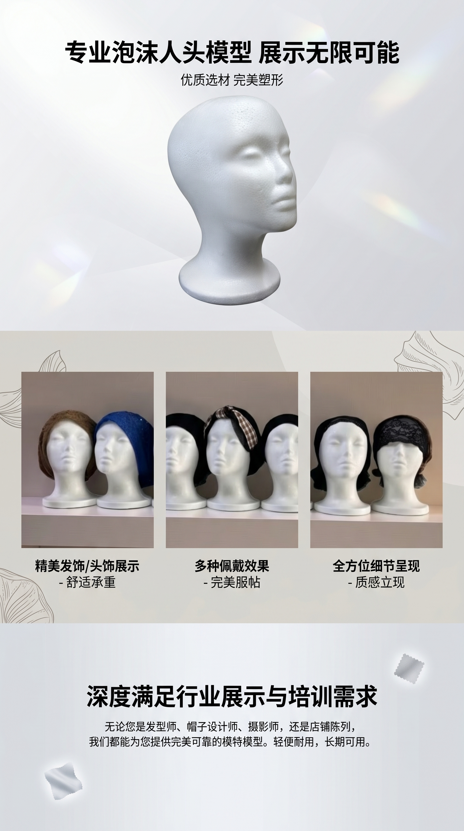 White foam material human head model simulation teaching tool pic 1