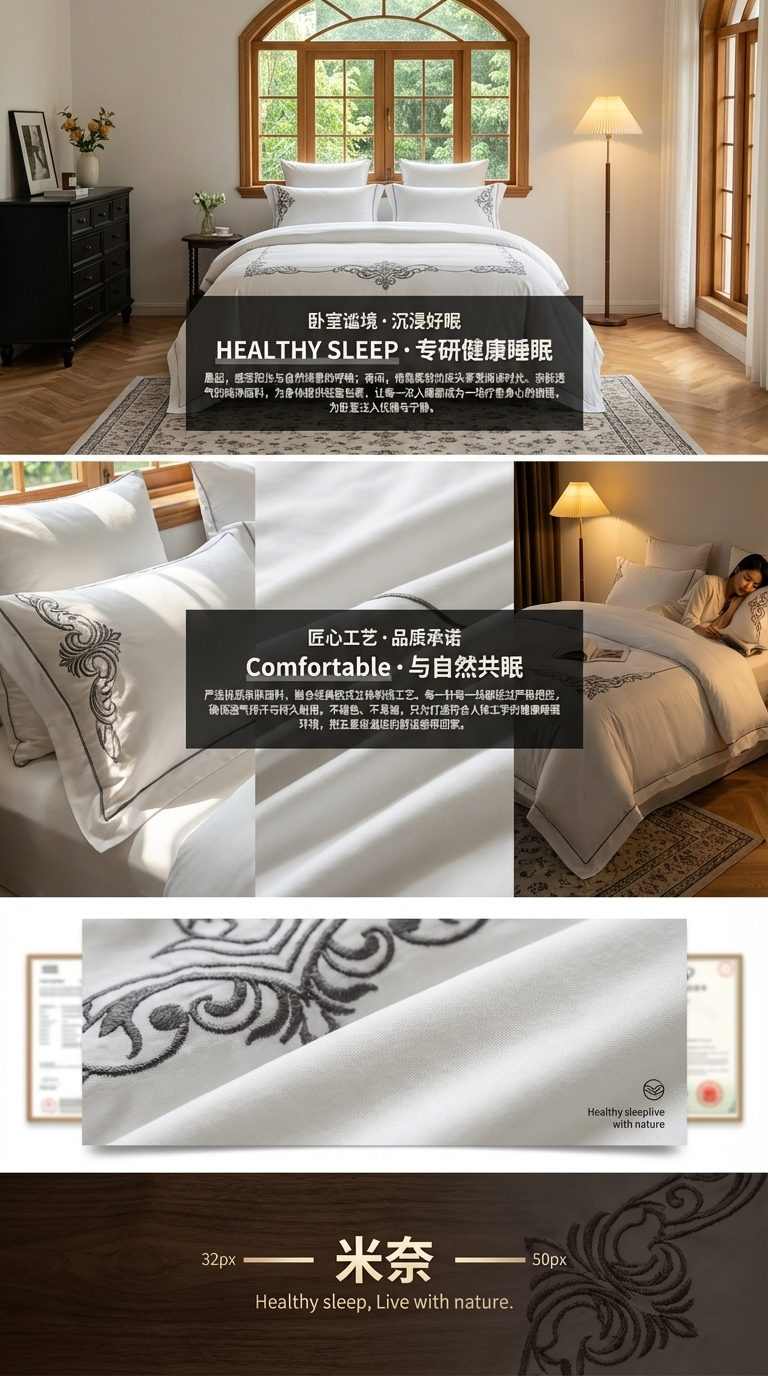 新款外贸纯白色刺绣纯色六件套被套床上用品家纺套装详情3