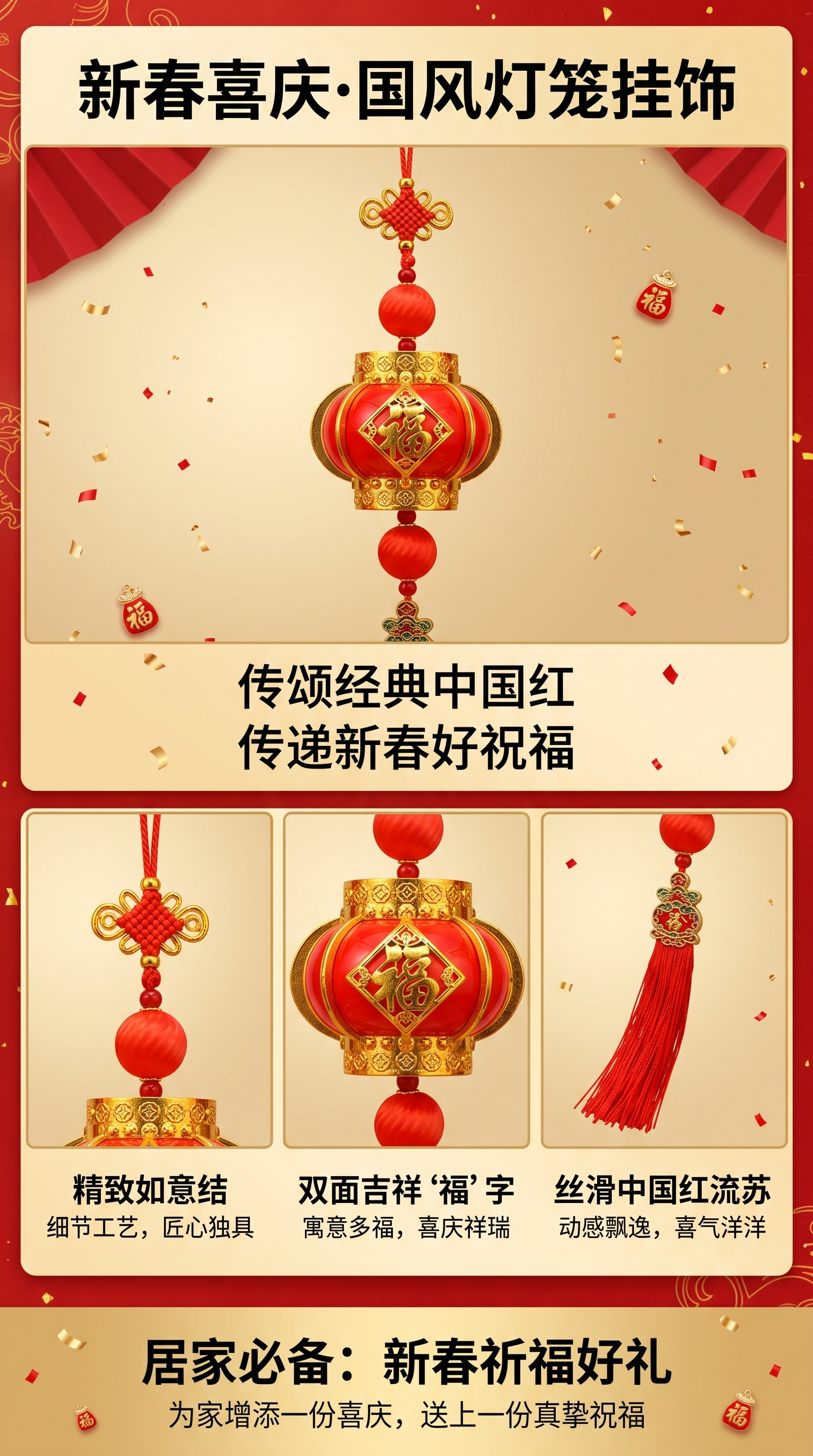 红色灯笼挂饰喜庆元宵装饰 节日氛围装饰挂件详情1
