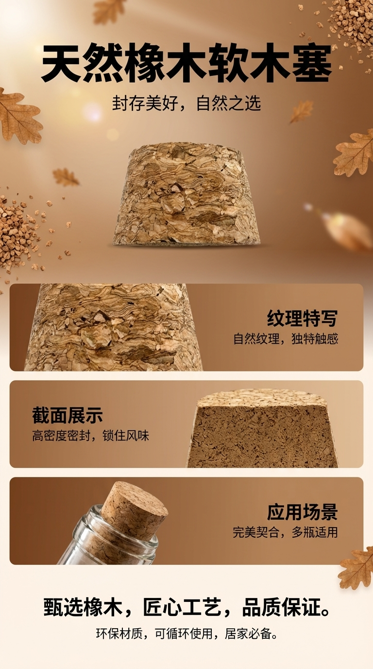 天然软木塞 木塞手工制作防漏密封瓶塞家居装饰用品详情1