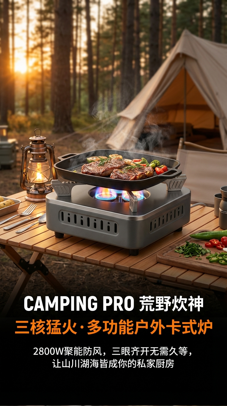 New 3-head stove, stainless steel stove, fierce stove, square cassette stove with stand, gas stove, outdoor stove, portable LJ-115. Source factory, source factory, source factory pic 1