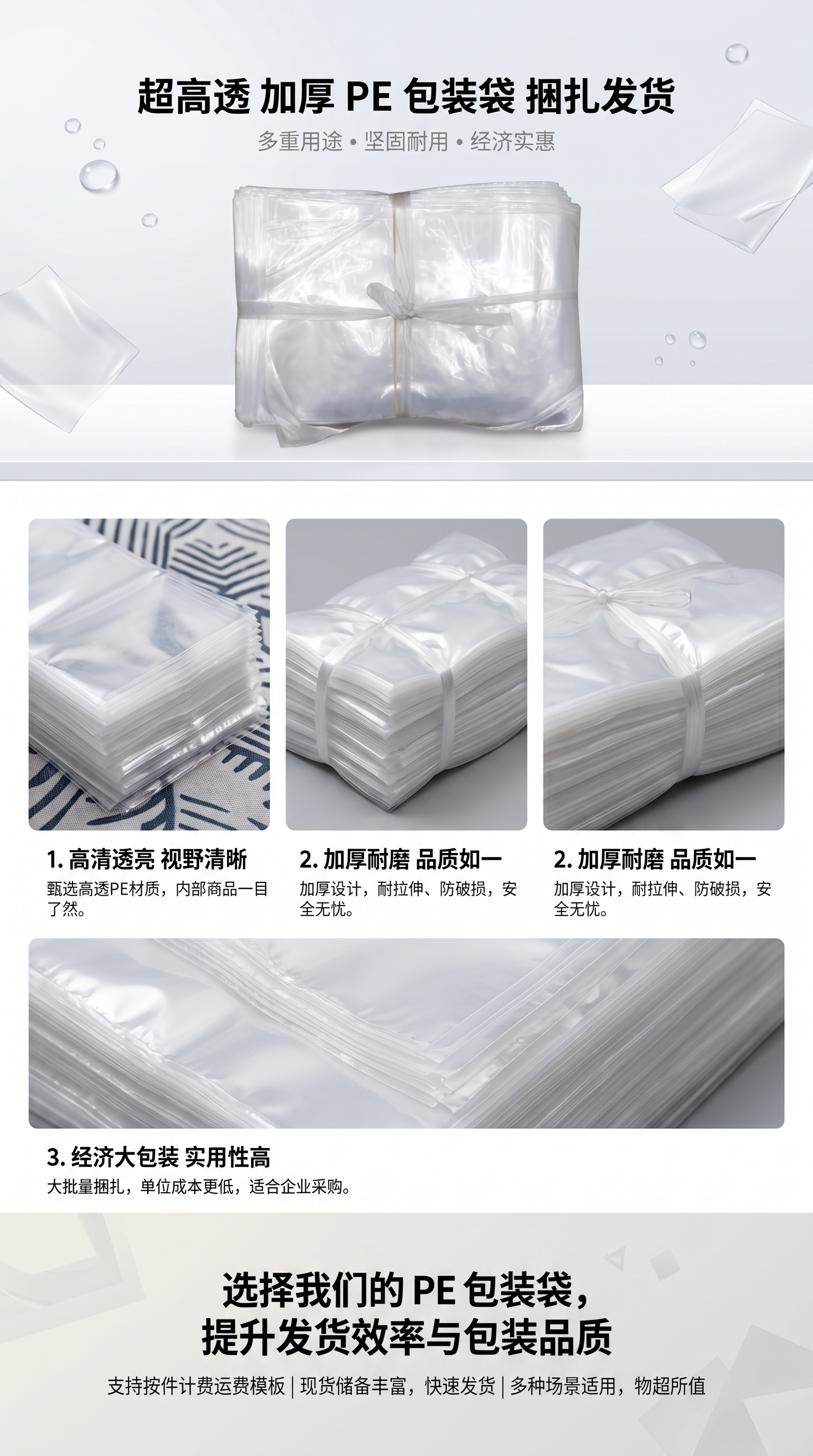 Thickened transparent plastic bag, tear-resistant, food-grade sealed preservation bag, large household storage bag pic 1
