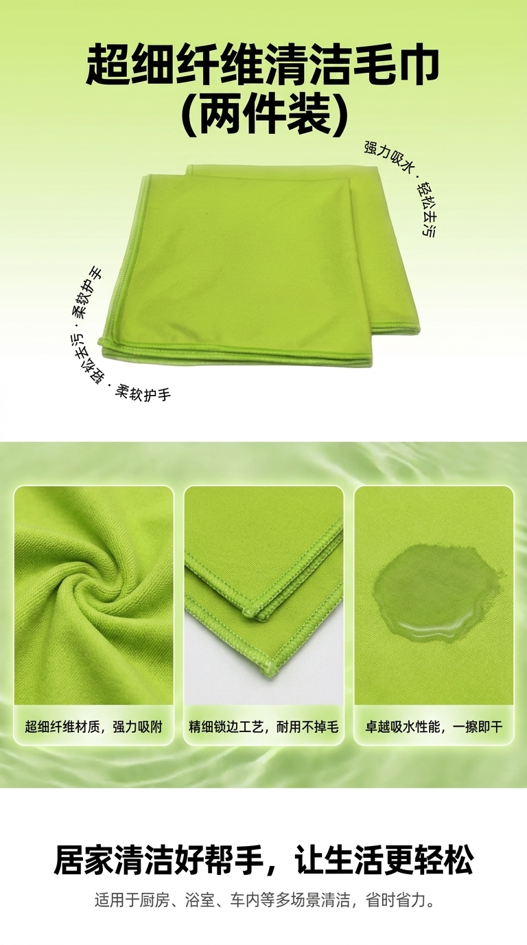 汽车用超细纤维毛巾；专为汽车干燥、清洗、细节护理及抛光设计的毛巾 防漆膜与车窗膜用途毛巾详情1