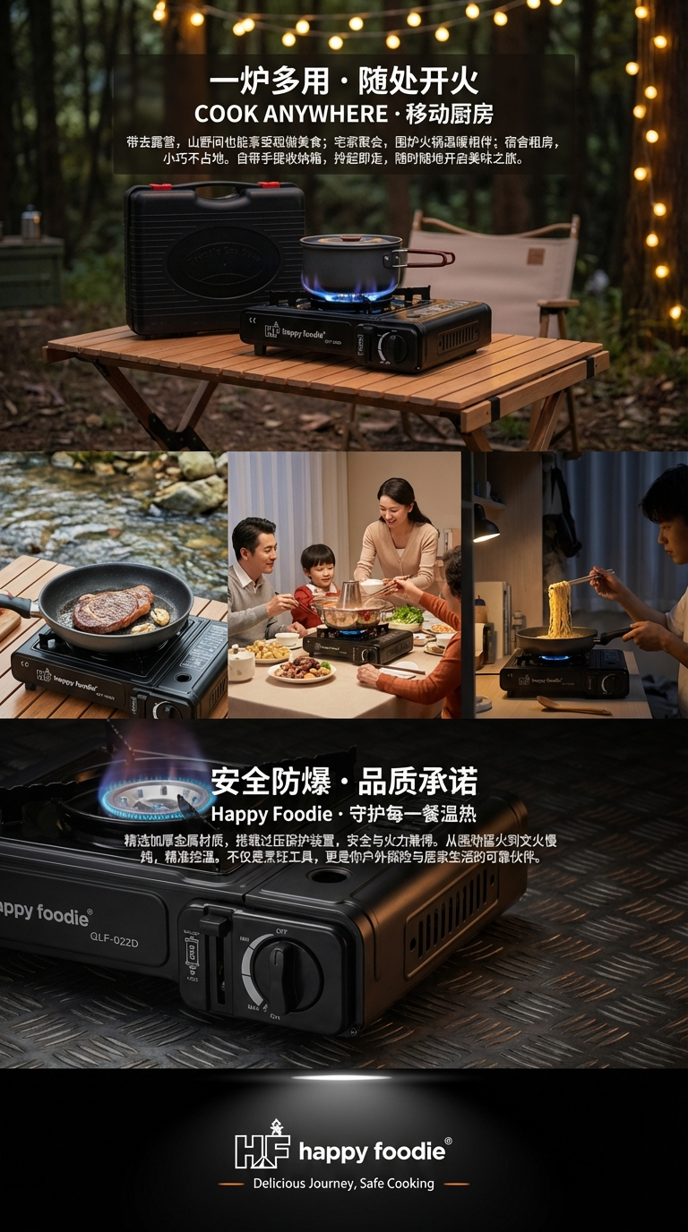Happy Foodie QLF-022D卡式炉热销爆款便携式双用卡式炉野营炉 源头工厂                详情3