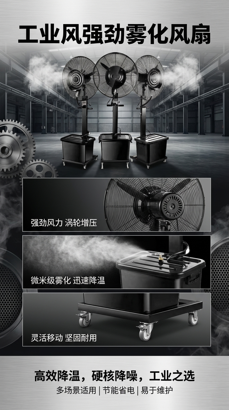 工业风扇大功率散热降温神器批发厂家26寸落地喷雾详情1